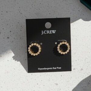 J.Crew Rhinestone Gold Stud Earrings Hypoallergenic Crystal Sparkle EC8333